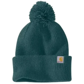 Bonnet en tricot à pompon et revers pour femme