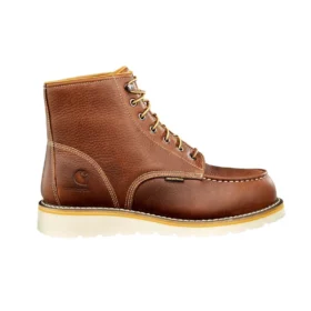 Bottes de travail imperméables à talon compensé et embout en acier, style mocassin, 6″