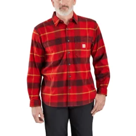 Chemise à carreaux en flanelle d'épaisseur moyenne, coupe ample, en Rugged Flex®, à manchons longs