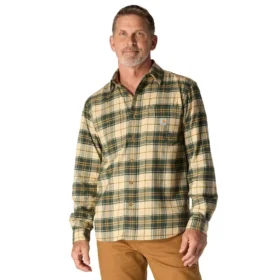 Chemise à carreaux en flanelle d'épaisseur moyenne, coupe décontractée Rugged Flex™, manches longues