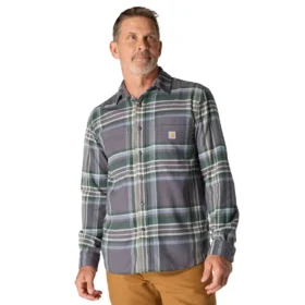 Chemise à carreaux en flanelle d'épaisseur moyenne, coupe décontractée Rugged Flex™, manches longues