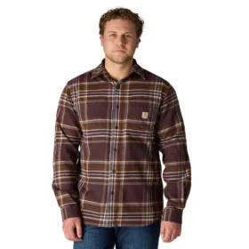 Chemise à carreaux en flanelle d'épaisseur moyenne, coupe décontractée Rugged Flex™, manches longues