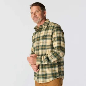 Chemise à carreaux en flanelle d’épaisseur moyenne, coupe décontractée Rugged Flex™, manches longues