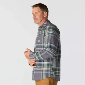 Chemise à carreaux en flanelle d’épaisseur moyenne, coupe décontractée Rugged Flex™, manches longues