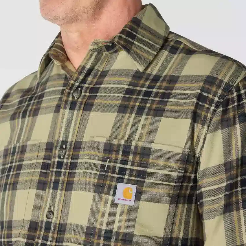 Chemise à carreaux en flanelle d'épaisseur moyenne, coupe décontractée Rugged Flex™, manches longues
