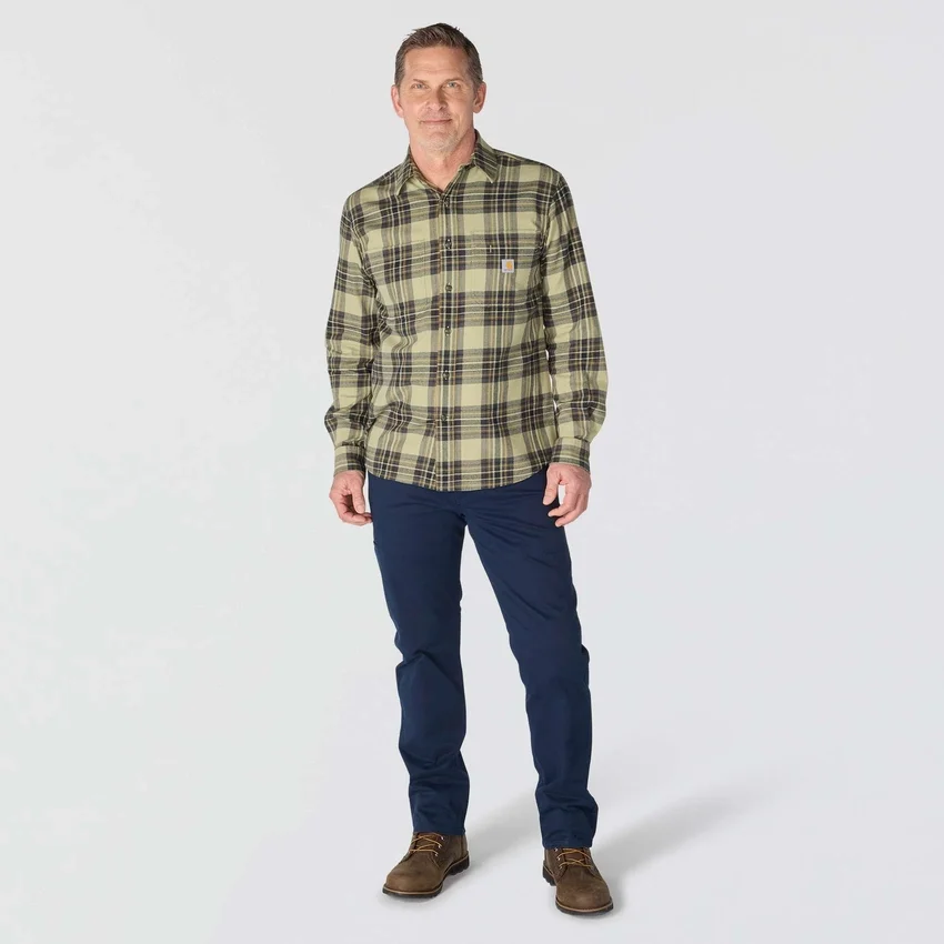 Chemise à carreaux en flanelle d'épaisseur moyenne, coupe décontractée Rugged Flex™, manches longues