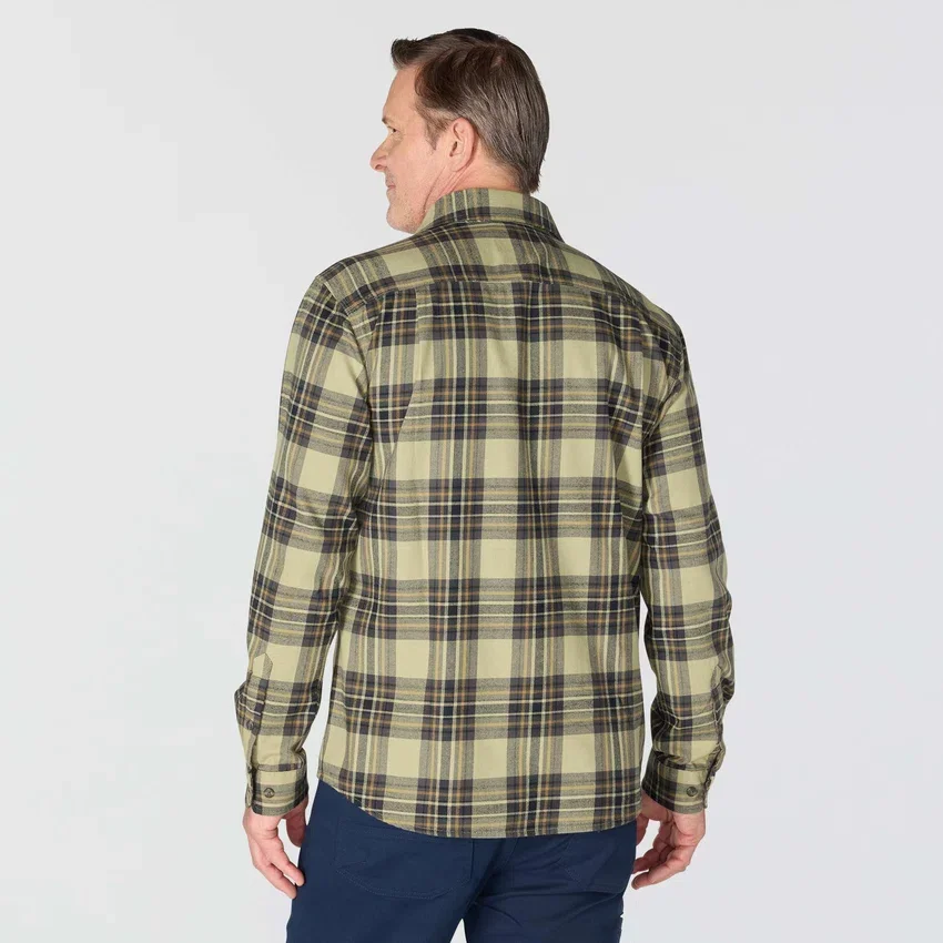 Chemise à carreaux en flanelle d'épaisseur moyenne, coupe décontractée Rugged Flex™, manches longues