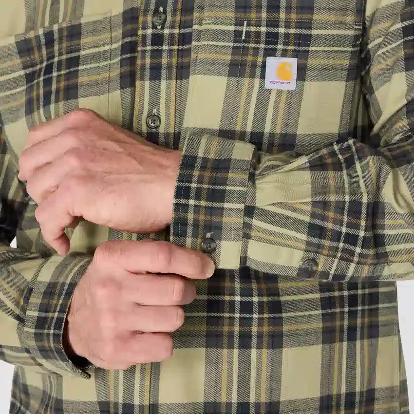 Chemise à carreaux en flanelle d'épaisseur moyenne, coupe décontractée Rugged Flex™, manches longues