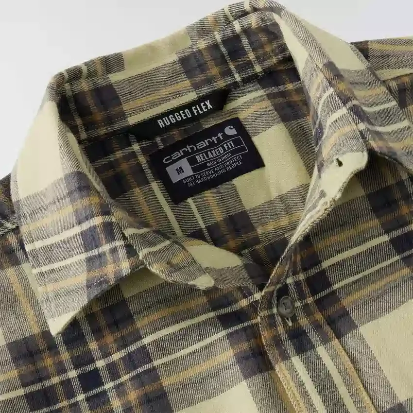 Chemise à carreaux en flanelle d'épaisseur moyenne, coupe décontractée Rugged Flex™, manches longues