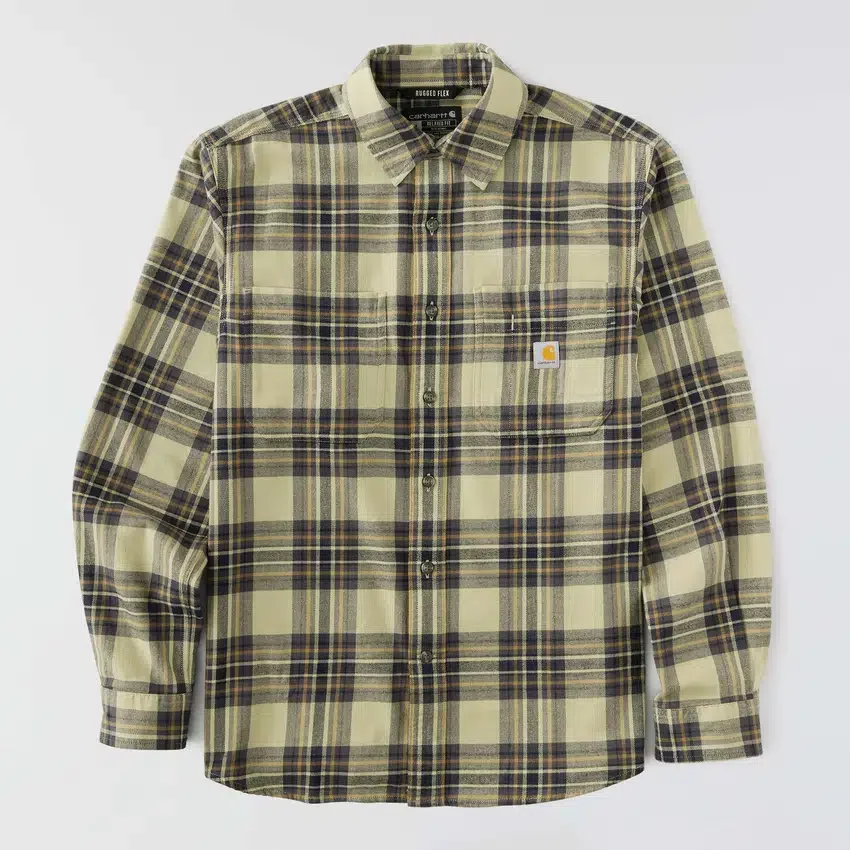Chemise à carreaux en flanelle d'épaisseur moyenne, coupe décontractée Rugged Flex™, manches longues