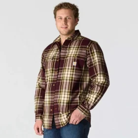Chemise à carreaux en flanelle épaisse à manchons longs, coupe ample