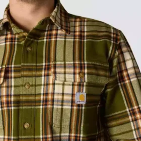Chemise à carreaux en flanelle épaisse à manchons longs, coupe ample
