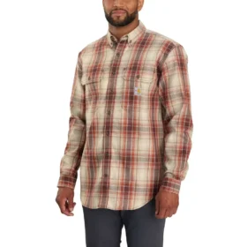 Chemise à carreaux en sergé à manchons longs pour homme, coupe ample – Chemises ignifugées