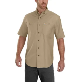 Chemise en toile à manchettes courtes Windham coupe décontractée pour homme