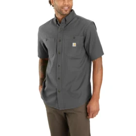 Chemise en toile à manchettes courtes Windham coupe décontractée pour homme