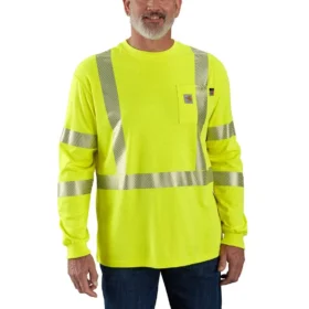 Chemise pour homme FR haute visibilité Force, coupe ample, manchons longs, classe 3