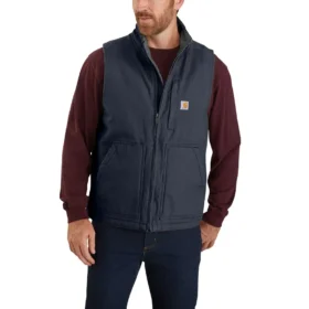 Gilet à col montant pour homme en toile de coton délavée doublé de sherpa
