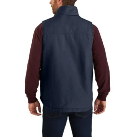 Gilet à col montant pour homme en toile de coton délavée doublé de sherpa