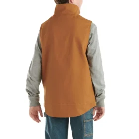 Gilet en toile pour garçon à fermeture éclair, doublé en polaire Sherpa