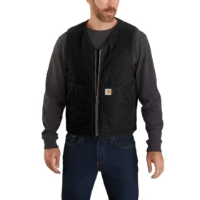 Gilet pour homme en toile de coton délavée, robuste et doublé de sherpa