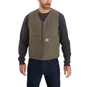 Gilet pour homme en toile de coton délavée, robuste et doublé de sherpa