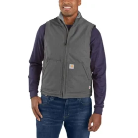 Gilet pour homme Fr en toile de coton à col montant, doublé en sherpa - Gilets ignifugés