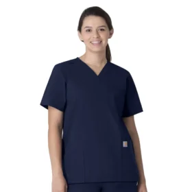 Haut de blouse unisexe Force Essentials à col en V et 6 poches