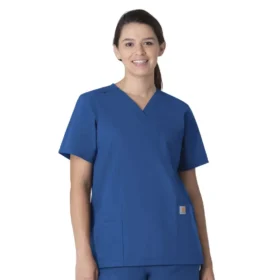 Haut de blouse unisexe Force Essentials à col en V et 6 poches