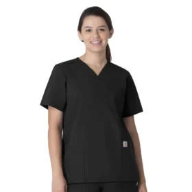 Haut de blouse unisexe Force Essentials à col en V et 6 poches