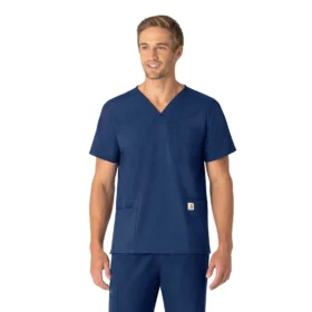 Haut de blouse unisexe Force Essentials à col en V et 6 poches