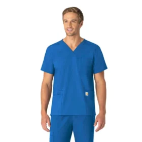 Haut de blouse unisexe Force Essentials à col en V et 6 poches
