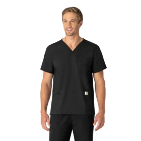 Haut de blouse unisexe Force Essentials à col en V et 6 poches