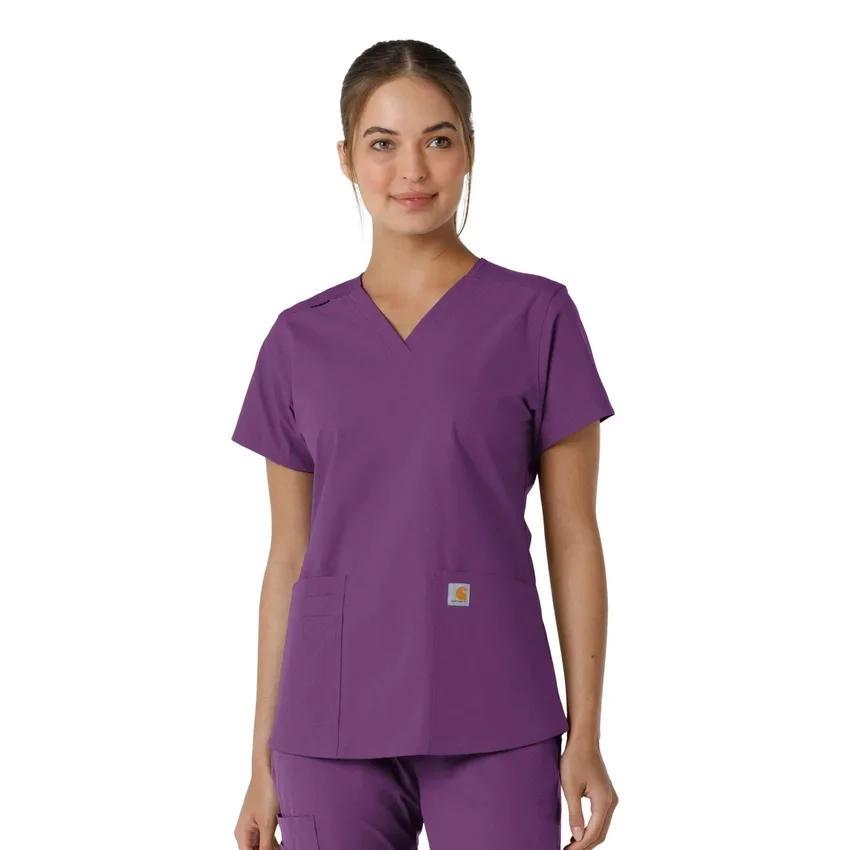 Haut médical à col en V avec empiècements en tricot Force Essentials pour femme