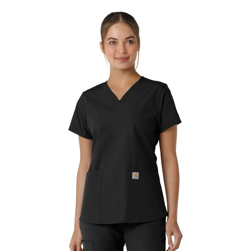 Haut médical à col en V avec empiècements en tricot Force Essentials pour femme