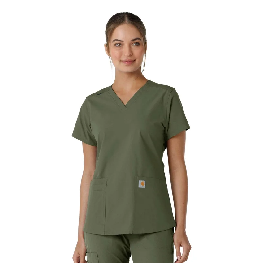 Haut médical à col en V avec empiècements en tricot Force Essentials pour femme