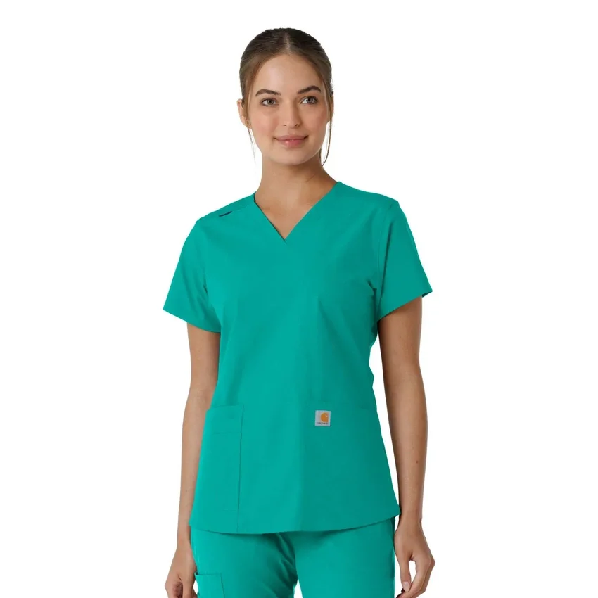 Haut médical à col en V avec empiècements en tricot Force Essentials pour femme