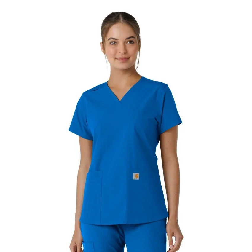 Haut médical à col en V avec empiècements en tricot Force Essentials pour femme