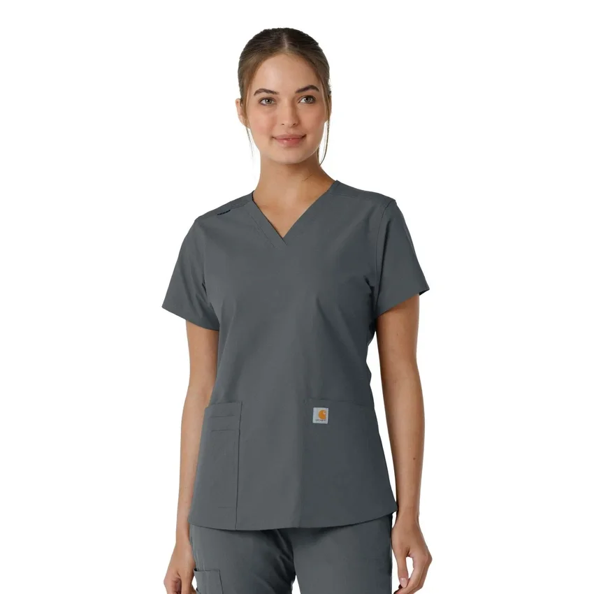 Haut médical à col en V avec empiècements en tricot Force Essentials pour femme