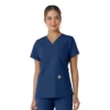 Haut médical à col en V avec empiècements en tricot Force Essentials pour femme