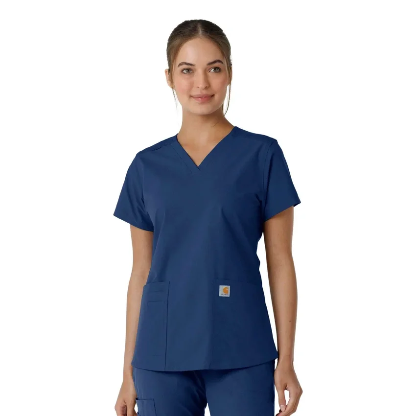 Haut médical à col en V avec empiècements en tricot Force Essentials pour femme
