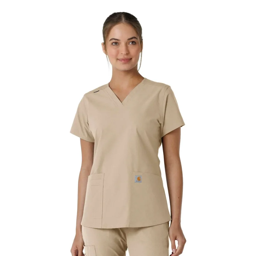Haut médical à col en V avec empiècements en tricot Force Essentials pour femme