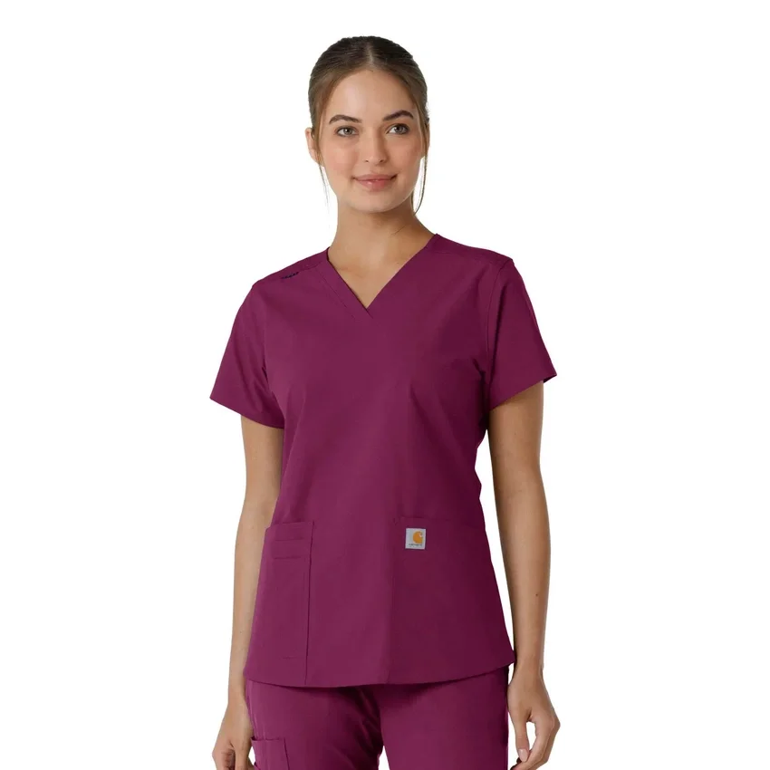 Haut médical à col en V avec empiècements en tricot Force Essentials pour femme