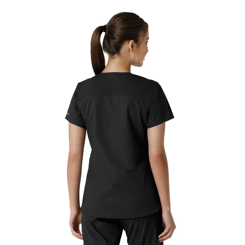 Haut médical à col en V avec empiècements en tricot Force Essentials pour femme