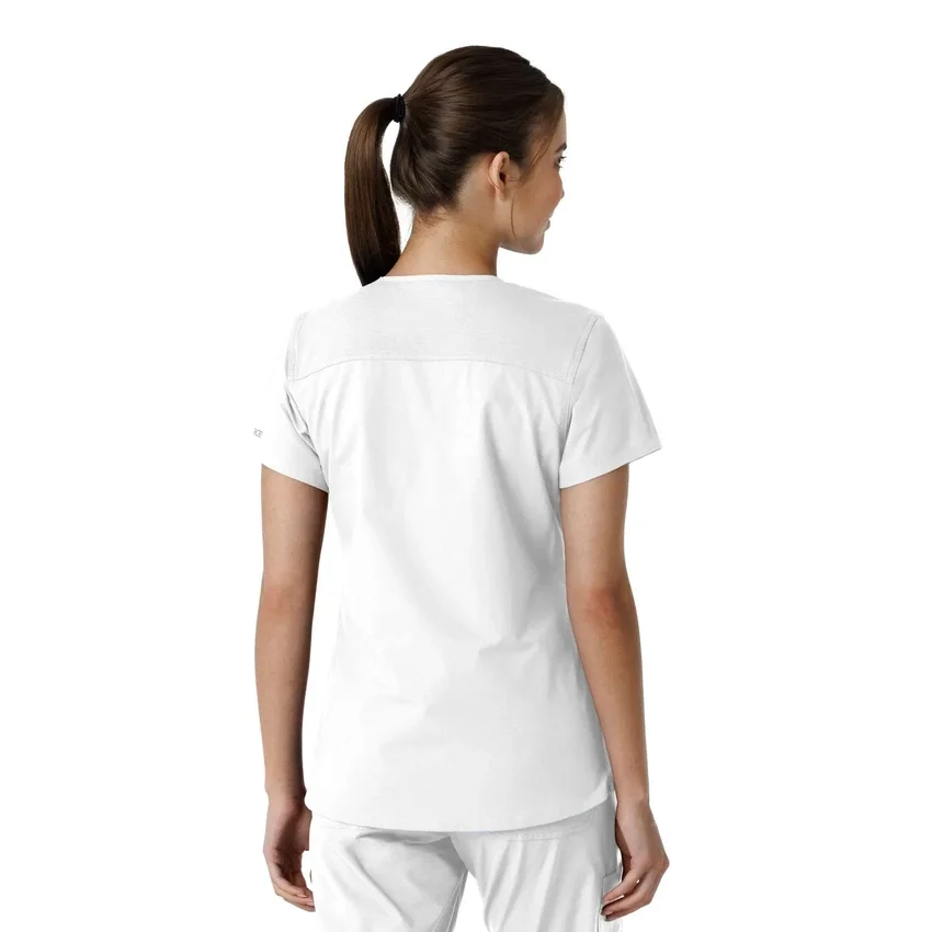 Haut médical à col en V avec empiècements en tricot Force Essentials pour femme