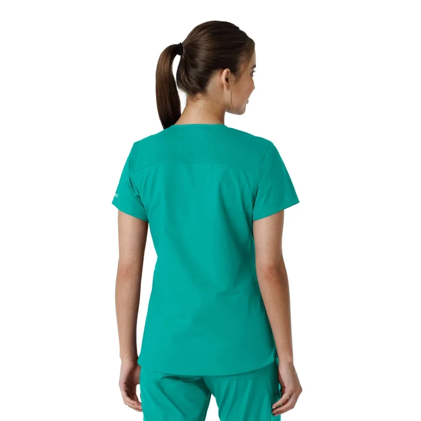 Haut médical à col en V avec empiècements en tricot Force Essentials pour femme