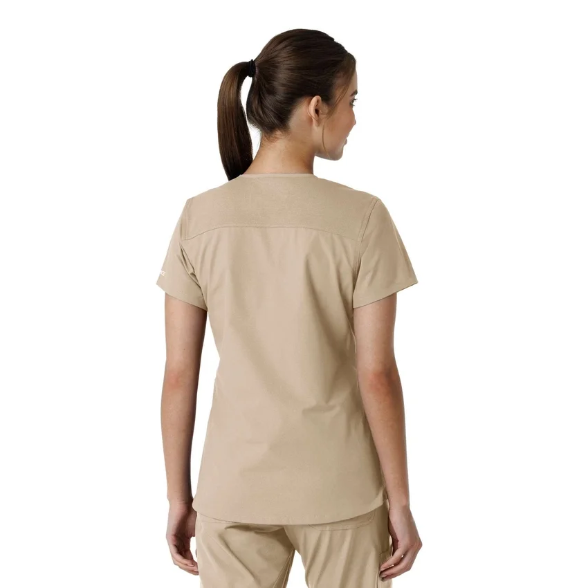 Haut médical à col en V avec empiècements en tricot Force Essentials pour femme