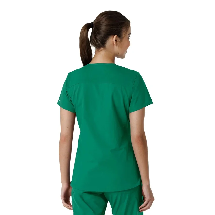 Haut médical à col en V avec empiècements en tricot Force Essentials pour femme