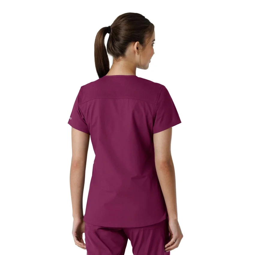 Haut médical à col en V avec empiècements en tricot Force Essentials pour femme