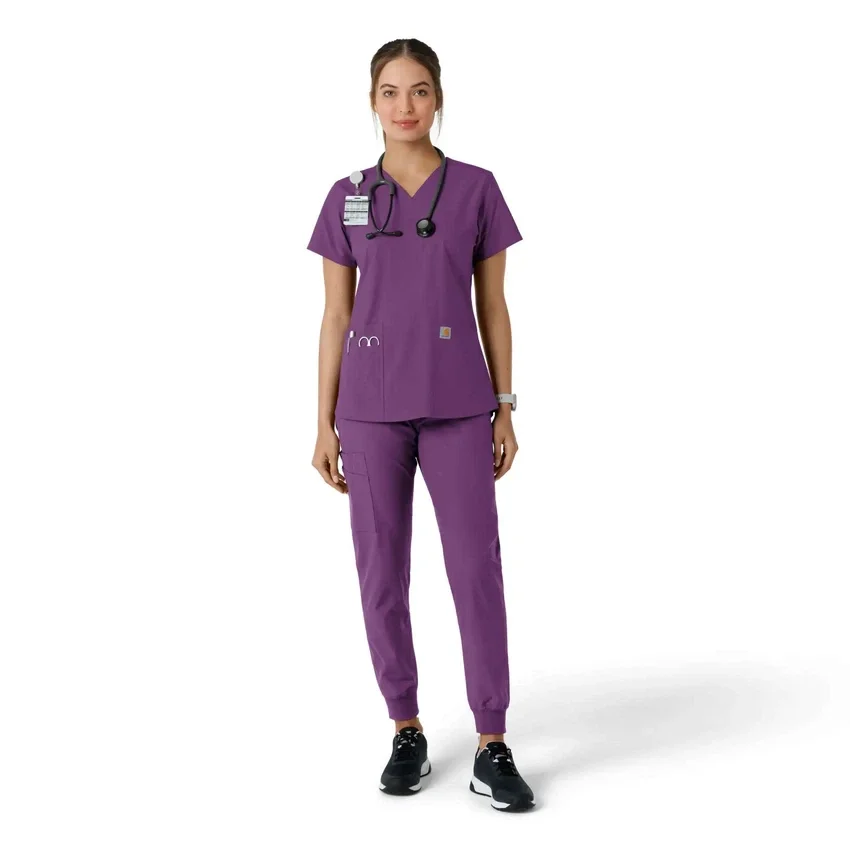 Haut médical à col en V avec empiècements en tricot Force Essentials pour femme