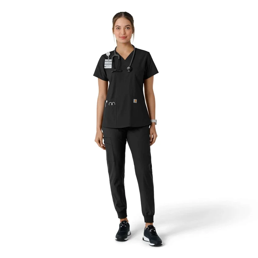Haut médical à col en V avec empiècements en tricot Force Essentials pour femme